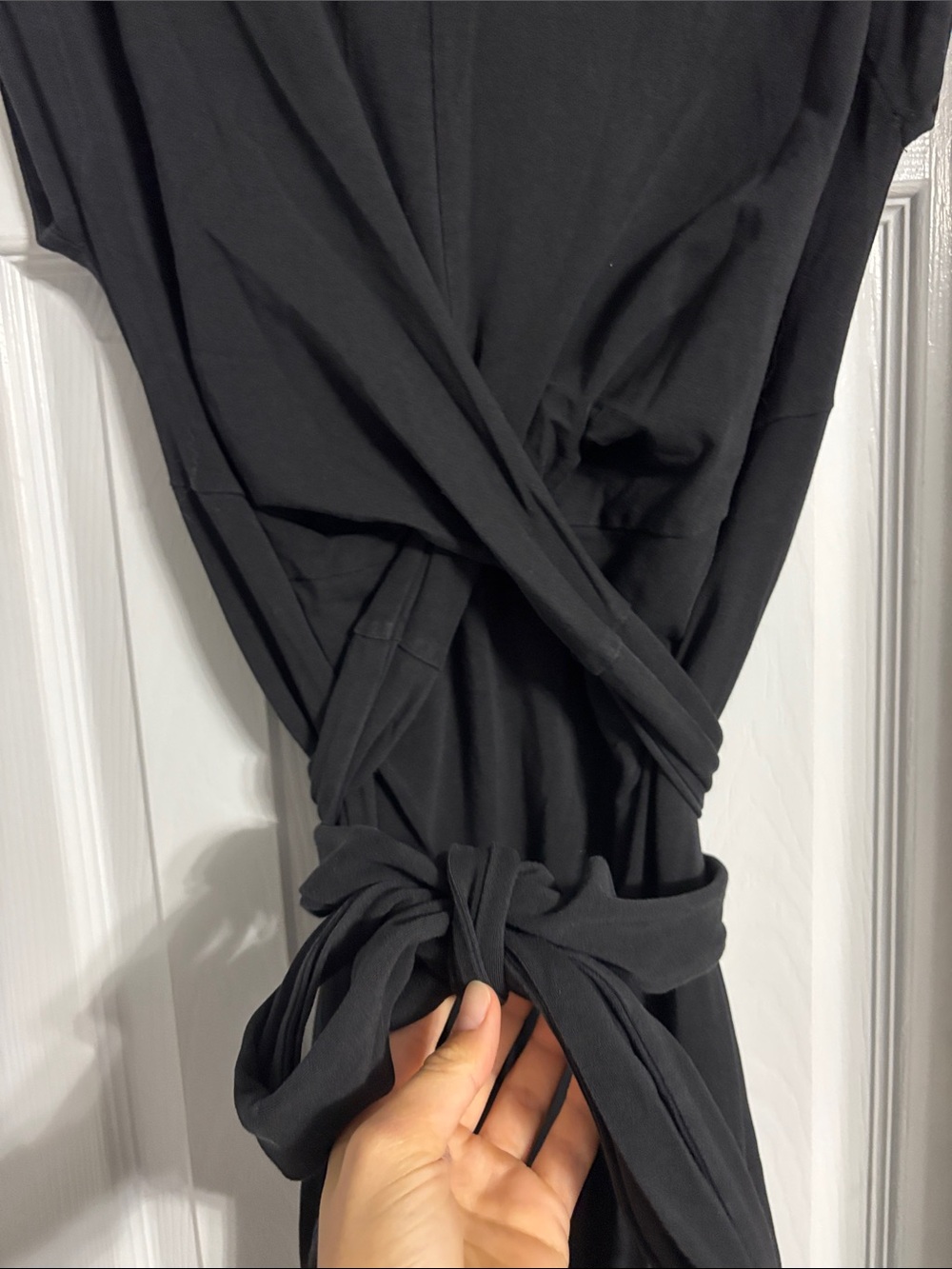 Modern Citizen Fei Tie-Front Organic Cotton Midi Dress in Black Size Medium - Picture 8 of 12